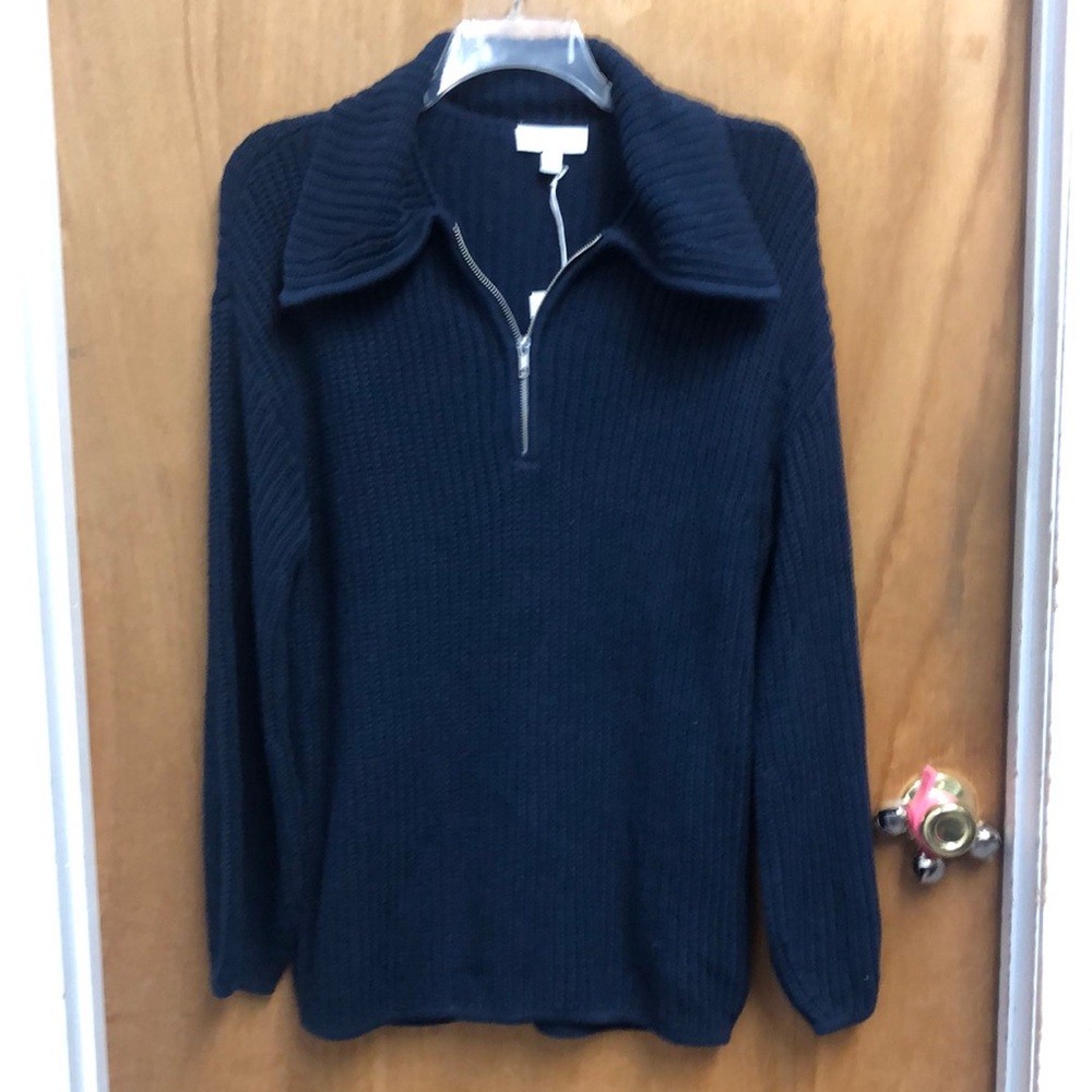 Blue Zip Up Sweater with Classic Design